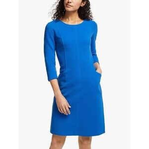 Boden Ottoman Electric Blue Textured 3/4 Sleeve Dress w/pockets Size US 14r